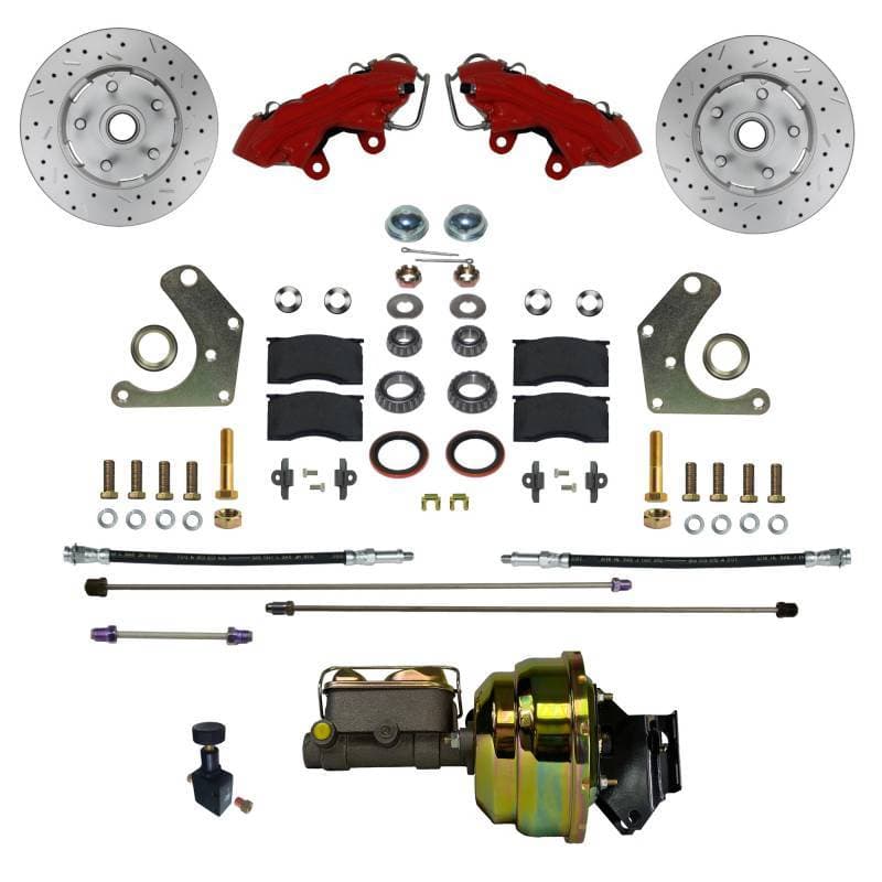 Front Disc Brake Conversion Kit Mopar C Body Factory Power Brakes | MaxGrip XDS & Red Calipers