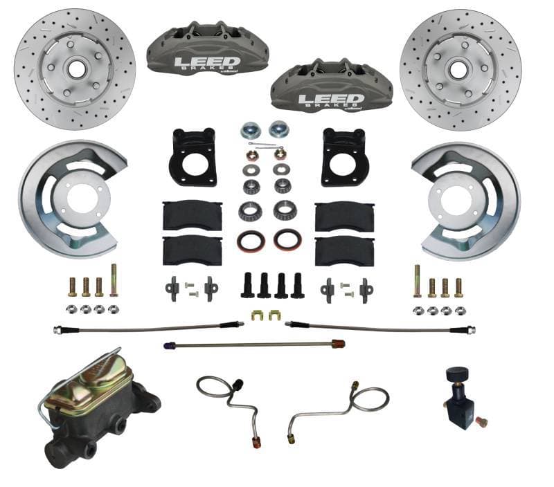 1970-1973 Mercury or Ford MaxGrip Lite 4 Piston Manual Front Disc Brake Kit with Drilled Rotors