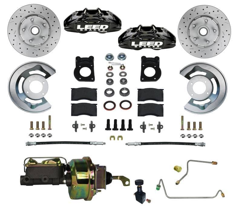 MaxGrip Lite 4 Piston Power Disc Brake Conversion 1964.5-66 Ford Manual Trans | Black Calipers
