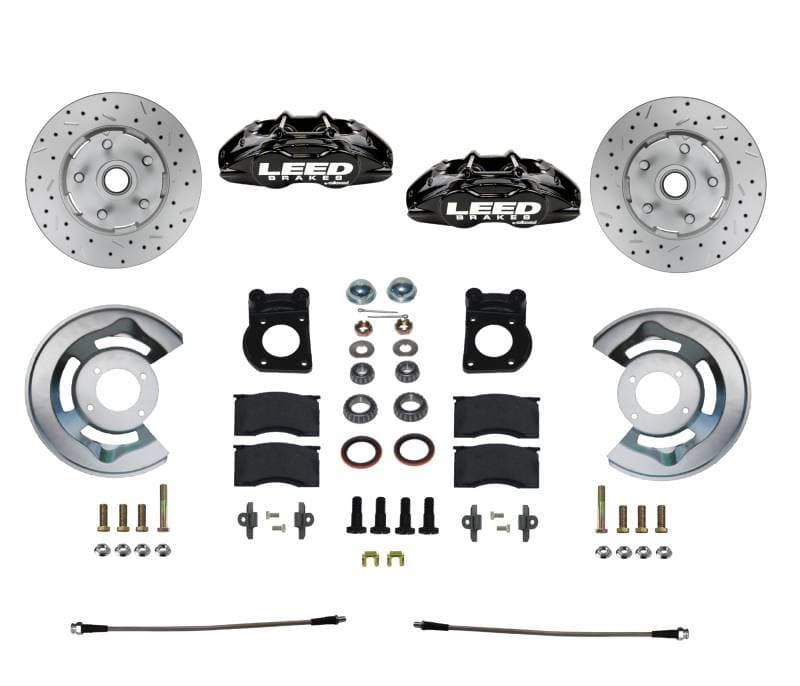 MaxGrip Lite 4 Piston Front Disc Brake Conversion Kit 1970-73 Ford Mustang, Cougar | Black Calipers