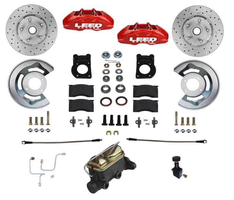 MaxGrip Lite 4 Piston Front Disc Brake Conversion 1964.5-66 Ford Mustang | Red Calipers