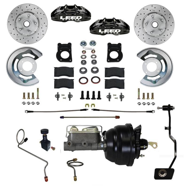 MaxGrip Lite 4 Piston Power Disc Brake Conversion '67-'69 Ford | Manual Transmission | Black 4 Piston Calipers MaxGrip XDS Rotors