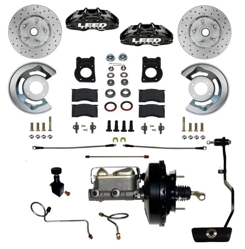 MaxGrip Lite 4 Piston Power Disc Brake Conversion 67-69 Ford | Auto Transmission | Black 4 Piston Caliper