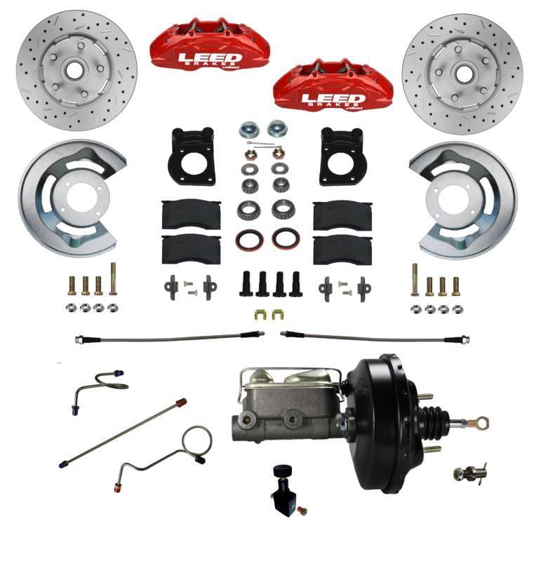 MaxGrip Lite 4 Piston Power Disc Brake Conversion 1971-73 Mustang | Red Calipers