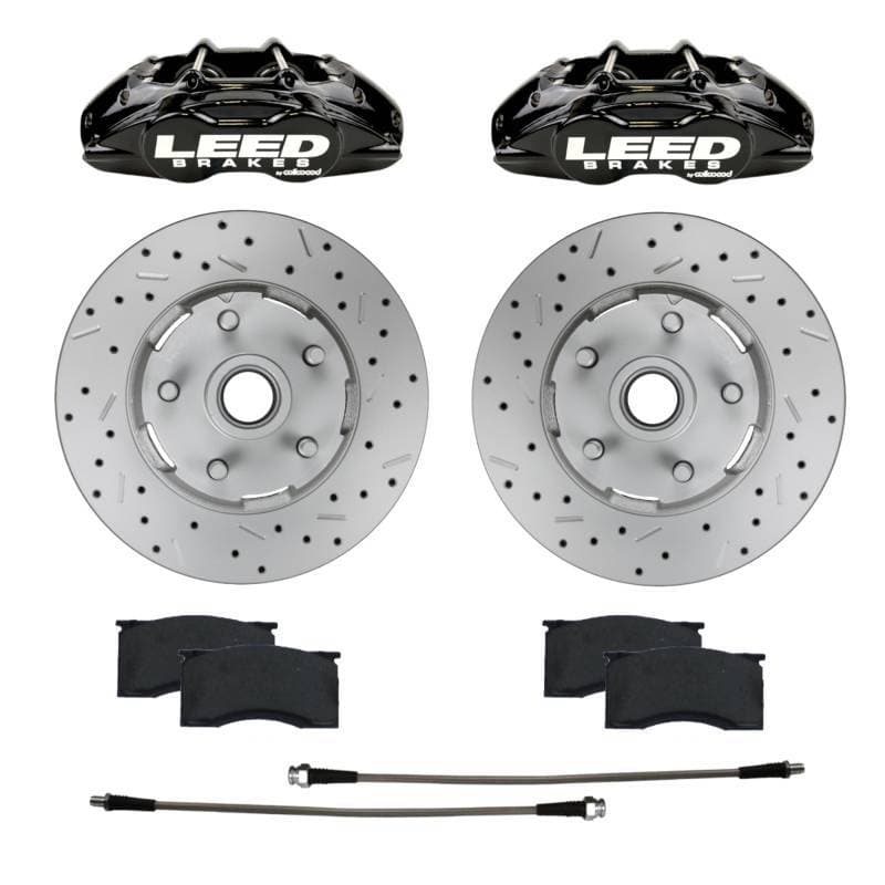 MaxGrip Lite 4 Piston Aluminum Calipers & Rotors | Black Caliper & Rotor Upgrade for 1964-67 Mustang