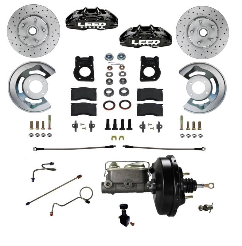 MaxGrip Lite 4 Piston Power Disc Brake Conversion 1971-73 Mustang | Black Calipers
