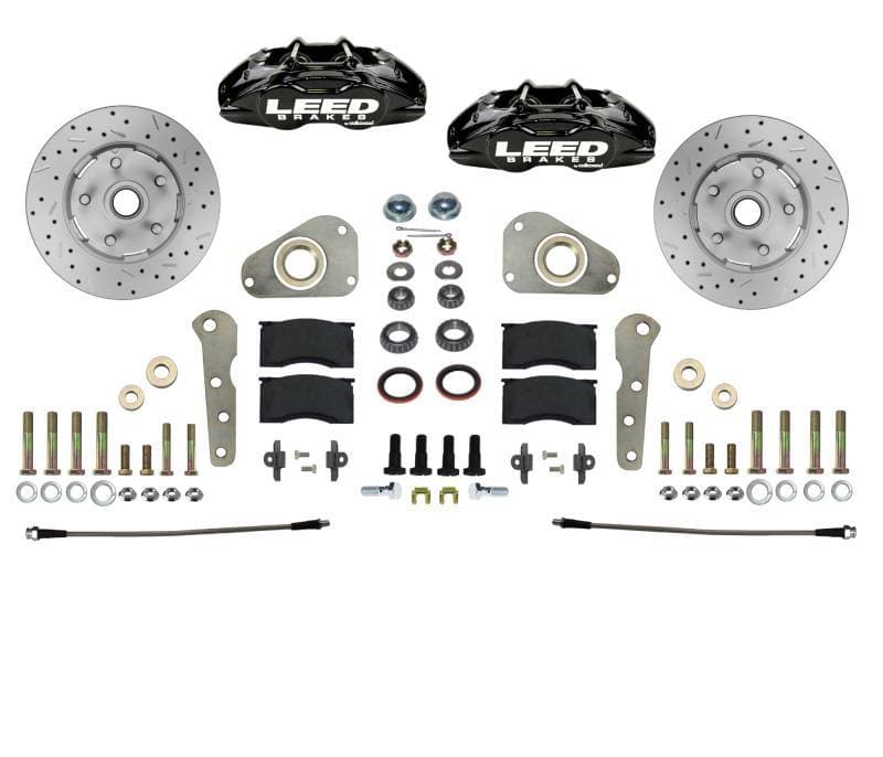 1957-1968 Ford & Mercury MaxGrip Lite 4 Piston Front Disc Brake Conversion Kit Spindle Mount - Black