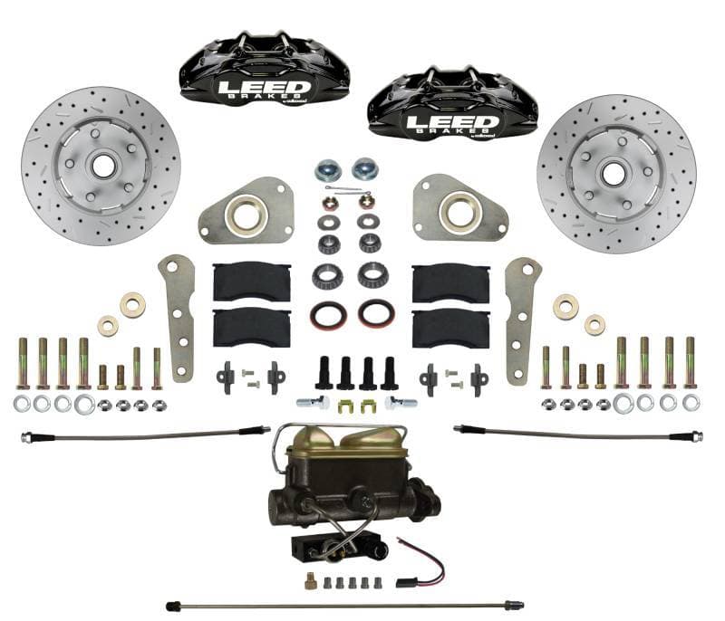 MaxGrip Lite 4 Piston Front Disc Brake Conversion Ford Full Size for factory Power Brake Cars - Black Calipers