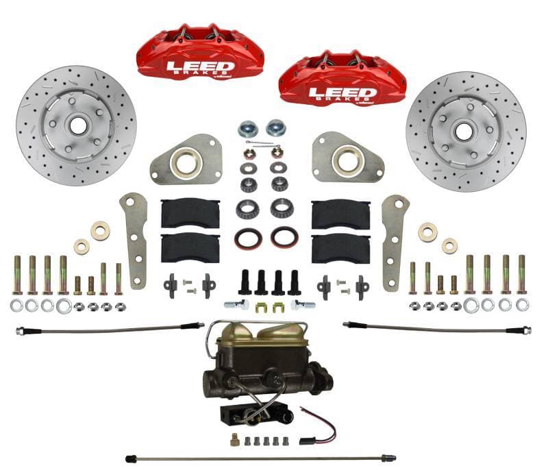 MaxGrip Lite 4 Piston Manual Front Disc Brake Conversion Ford Full Size - Red Calipers