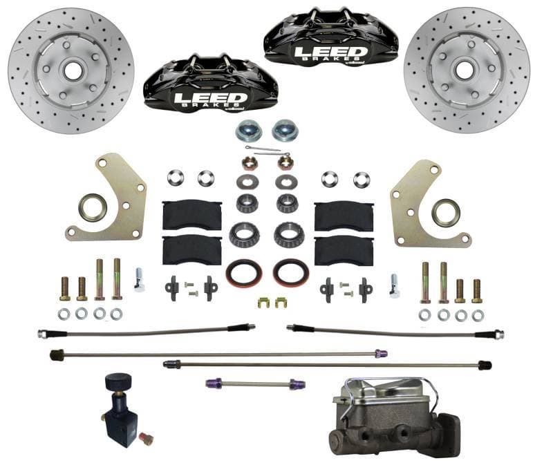 Mopar A-Body MaxGrip Lite 4-Piston Manual Front Disc Brake Conversion Kit - Black Calipers
