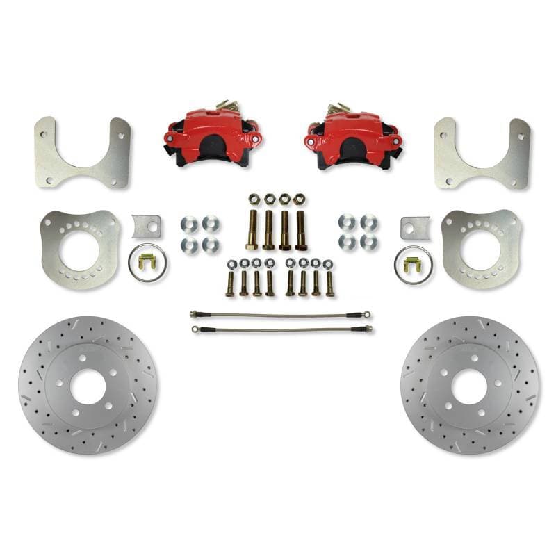 Rear Disc Brake Conversion Kit for Ford Fox Body 7.5" & 8.8" 5-Lug Rear Axle – MaxGrip XDS with Red Calipers