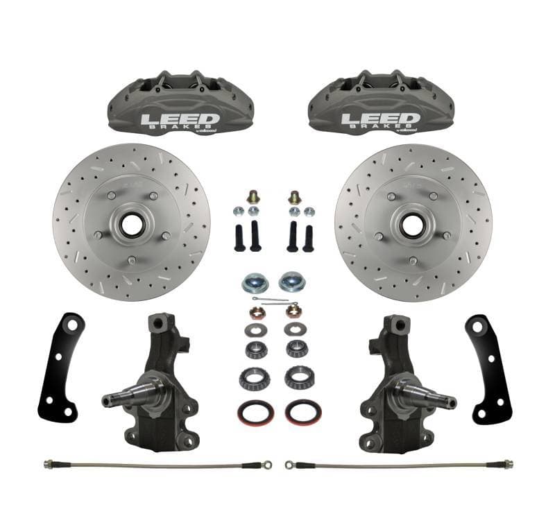 MaxGrip Lite 4 Piston Disc Brake Conversion Kit for GM AFX Body - 2 Inch Drop Spindles - Anodized