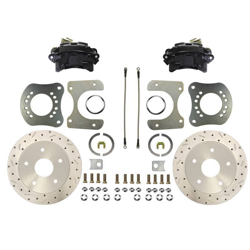 Rear Disc Brake Conversion Kit - Ford F100 & Bronco - Small Bearing Rear Axle - MaxGrip XDS - Black Calipers