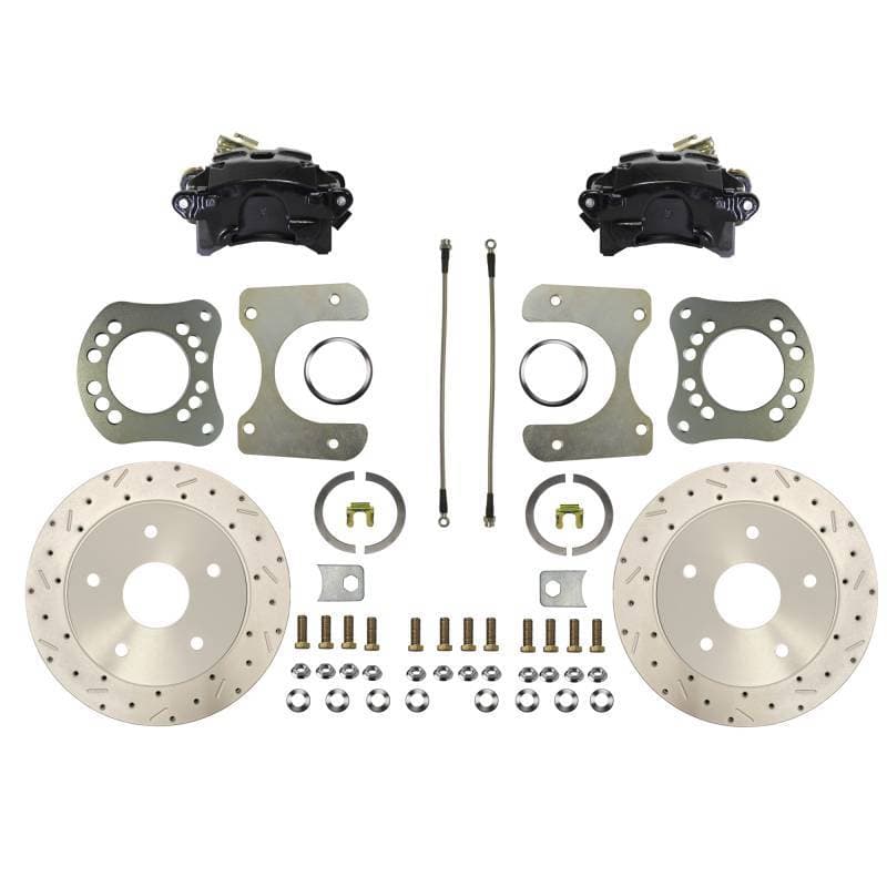Rear Disc Brake Conversion Kit - Ford F100 & Bronco - Large Bearing Rear Axle - MaxGrip XDS - Black Calipers