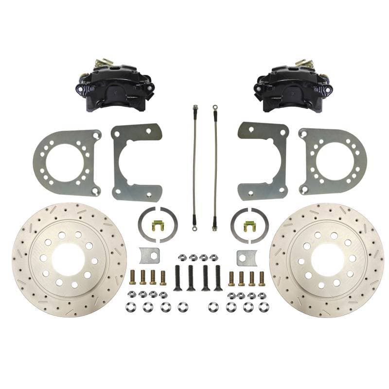 Rear Disc Brake Conversion Kit -  Small Bearing 8 in & 9 in Rear Axle  5 x 5 Wheel Bolt Pattern - Black Calipers