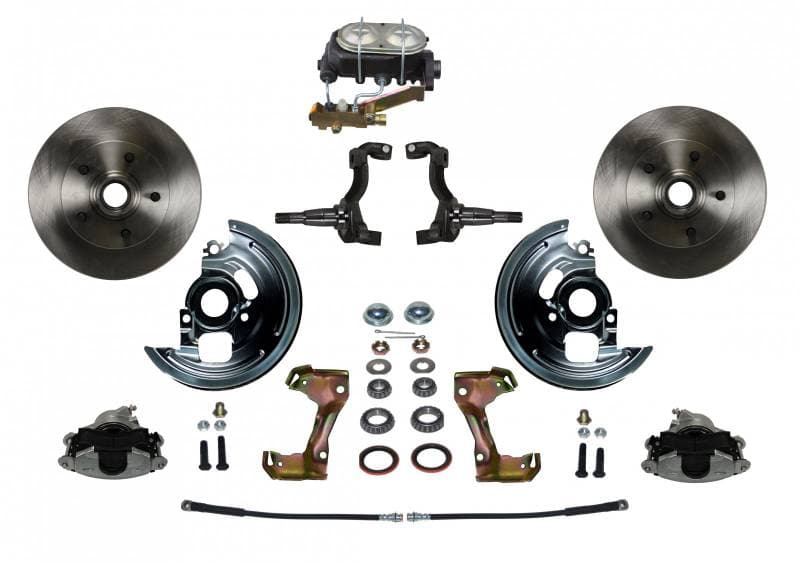 Manual Front Disc Brake Conversion Kit with Cast Iron Master Cylinder and Disc/Disc Side Mount for GM A, F, and X Body Models