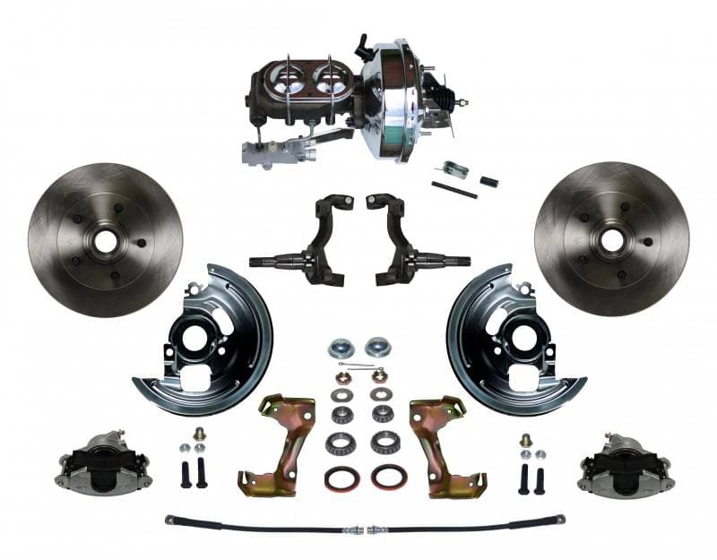 Power Front Disc Brake Conversion Kit with 9" Chrome Booster Cast Iron Chrome Top M/C Disc/Drum Side Mount for GM AFX