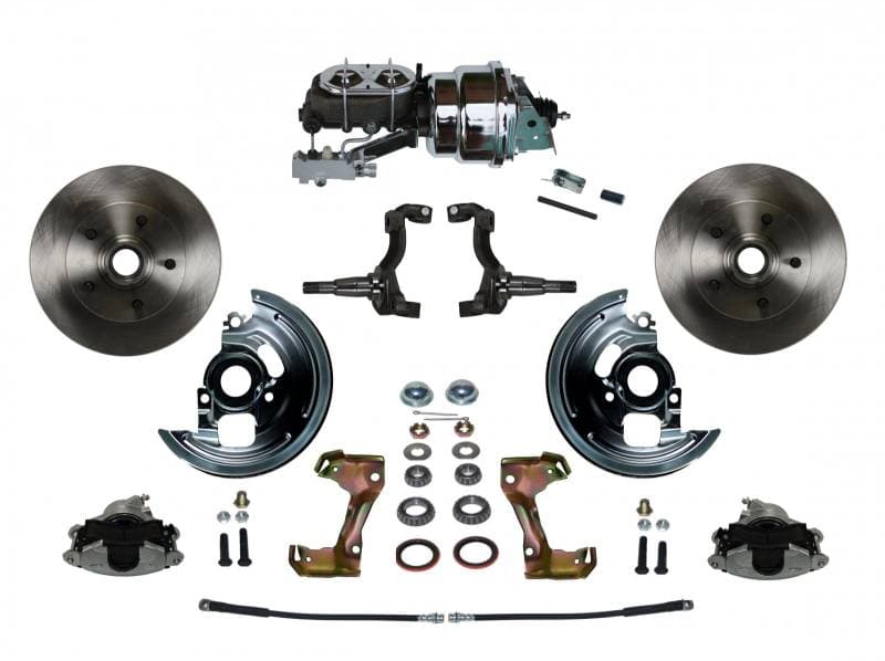GM AFX Power Front Disc Brake Conversion Kit with 7" Dual Chrome Booster, Cast Iron Chrome-Top Master Cylinder, and Side Mount (Disc/Disc)