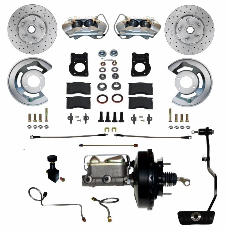 1967-69 Mustang Automatic Transmission Drum to Power Front Disc Brake Kit | 4 Piston Caliper MaxGrip XDS Rotors