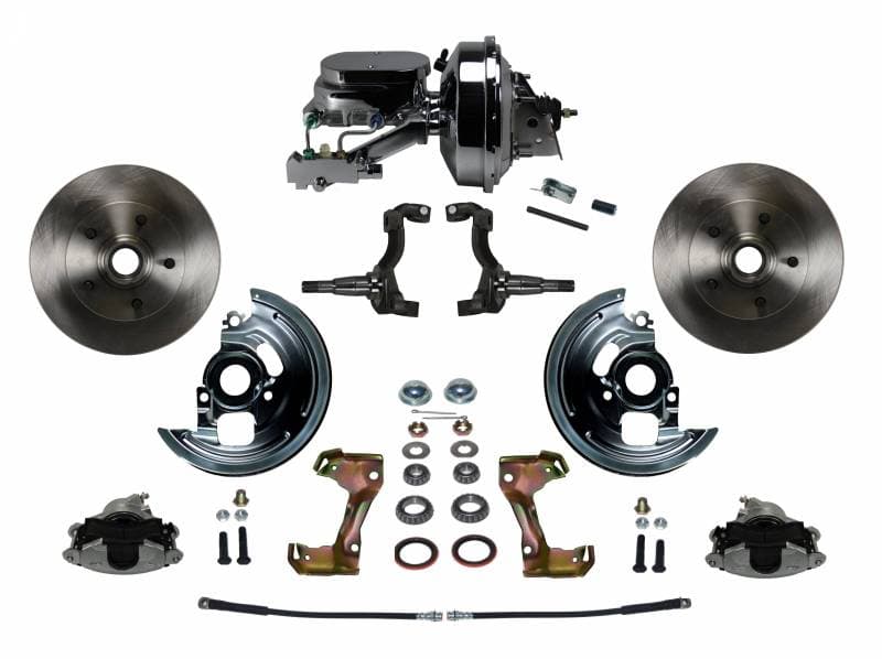 Power Front Disc Brake Conversion Kit with 9" Chrome Booster Flat Top Chrome M/C Disc/Disc Side Mount for GM AFX