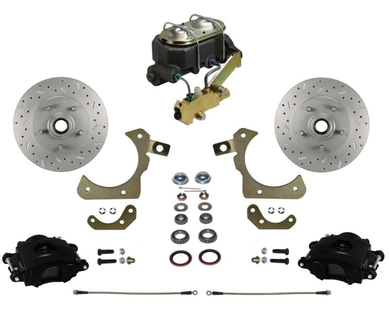 1955-58 Chevrolet Manual Front Disc Brake Conversion Kit with Disc Disc Valve | MaxGrip XDS | Black Calipers