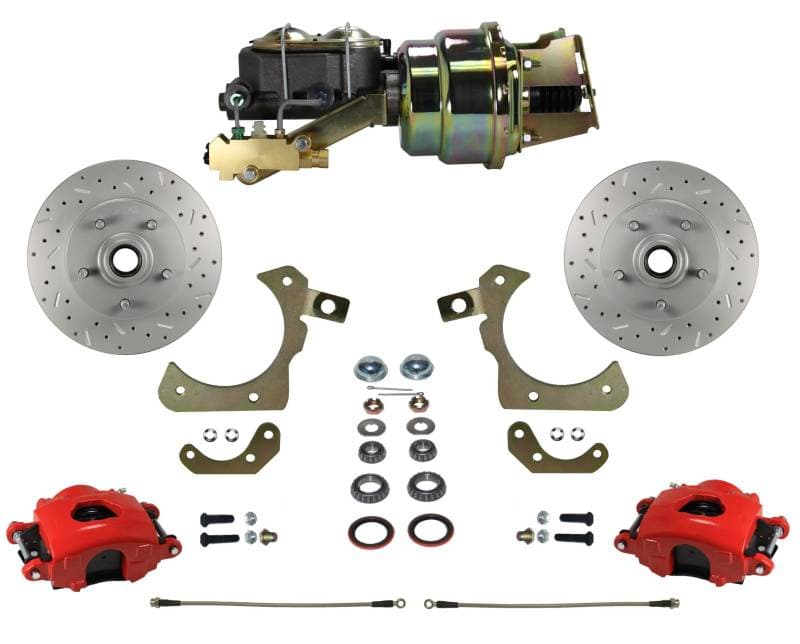 Power Front Disc Brake Conversion Kit with Disc Disc Valve | MaxGrip XDS | Red Calipers