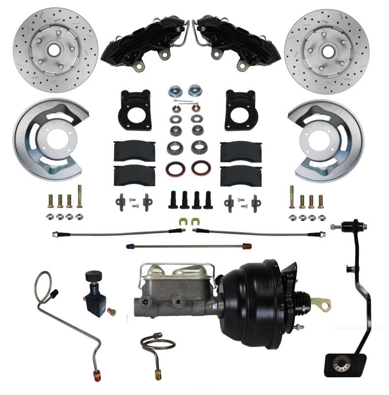 1967-69 Mustang Manual Transmission Power Front Disc Brake Conversion Kit, Black Calipers