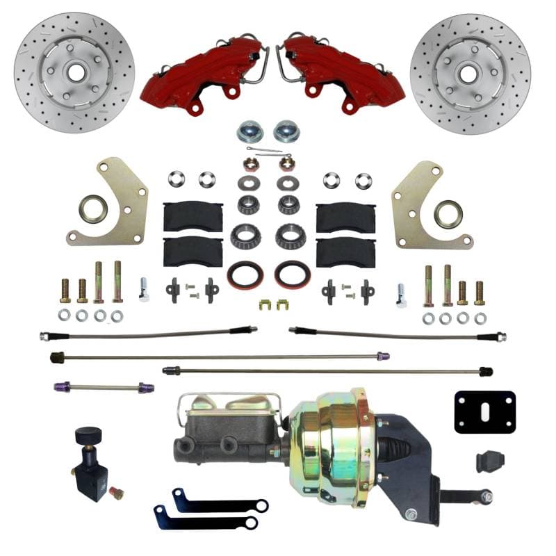 Mopar A Body Power Front Kit with Drilled Rotors and Red Powder Coated Calipers