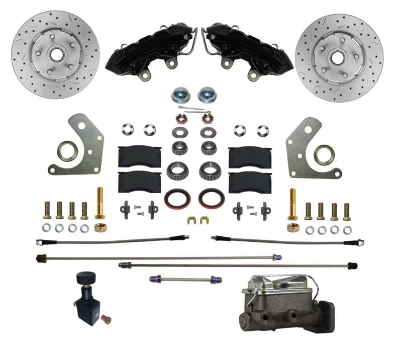 Mopar B & E Body Manual Front Disc Brake Kit with Drilled Rotors and Black Powder Coated Calipers