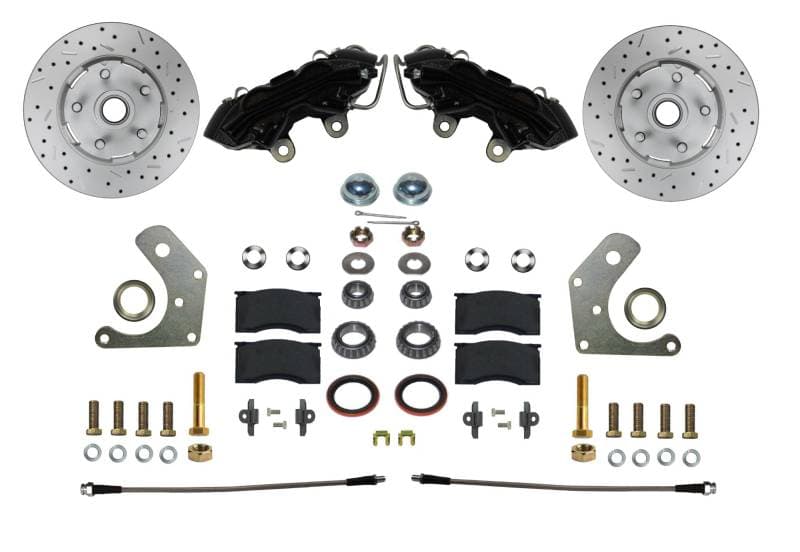 Spindle Kit with Drilled Rotors and Black Powder Coated Calipers for Mopar B & E Body