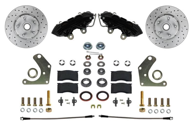 Spindle Kit with Drilled Rotors and Black Powder Coated Calipers for Mopar C-Body