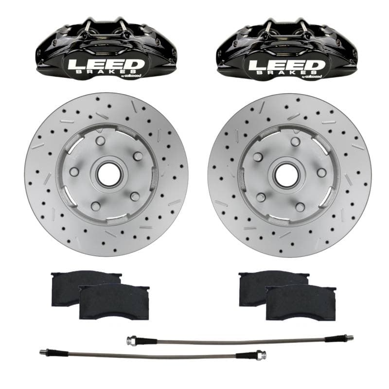 MaxGrip Lite 4 Piston Aluminum Calipers & Rotors | Black Caliper & Rotor Upgrade for 1964-67 Mustang