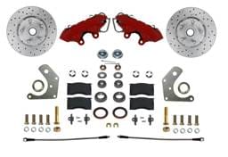 Spindle Kit with Drilled Rotors and Red Powder Coated Calipers for Mopar B & E-Body