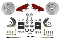 Spindle Kit with Drilled Rotors and Red Powder Coated Calipers for Mopar C-Body