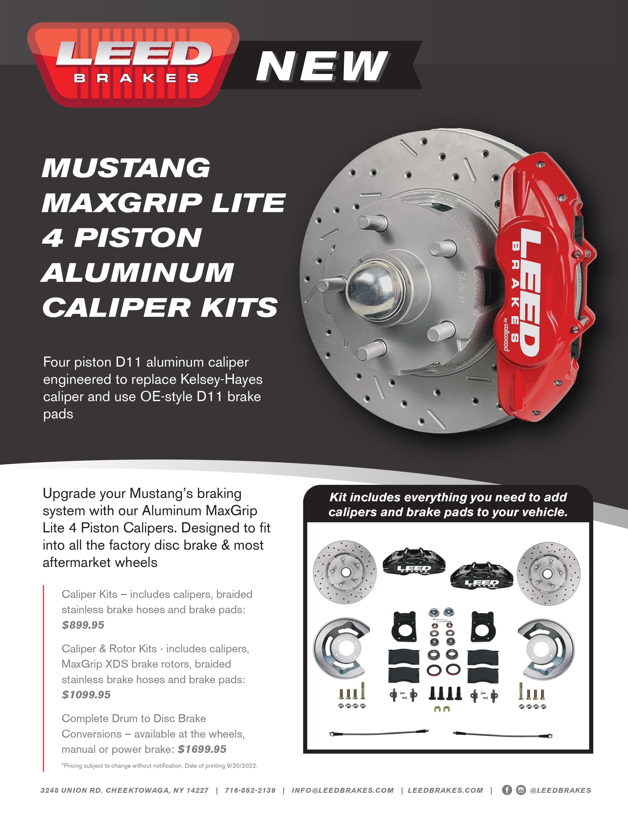 Mustang MaxGrip Lite 4 Piston Aluminum Caliper Kits (v2)