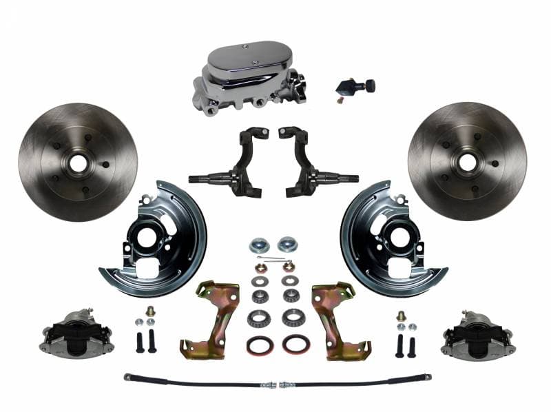 Manual Front Disc Brake Conversion Kit with Chrome Aluminum Flat Top Master Cylinder and Adjustable Proportioning Valve for GM AFX Models