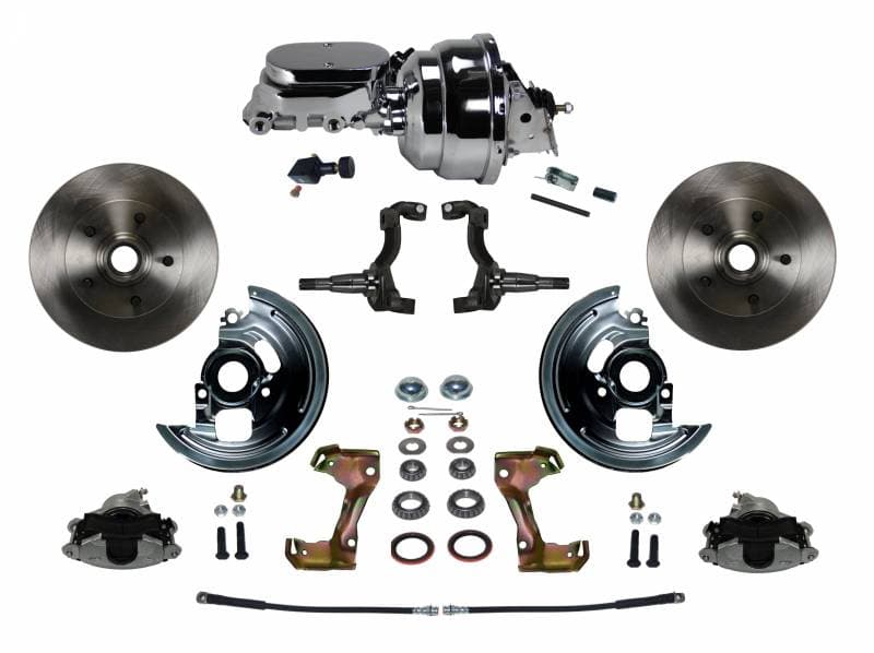 GM AFX Power Front Disc Brake Conversion Kit with 8" Dual Chrome Booster Flat Top Chrome M/C Adjustable Proportioning Valve