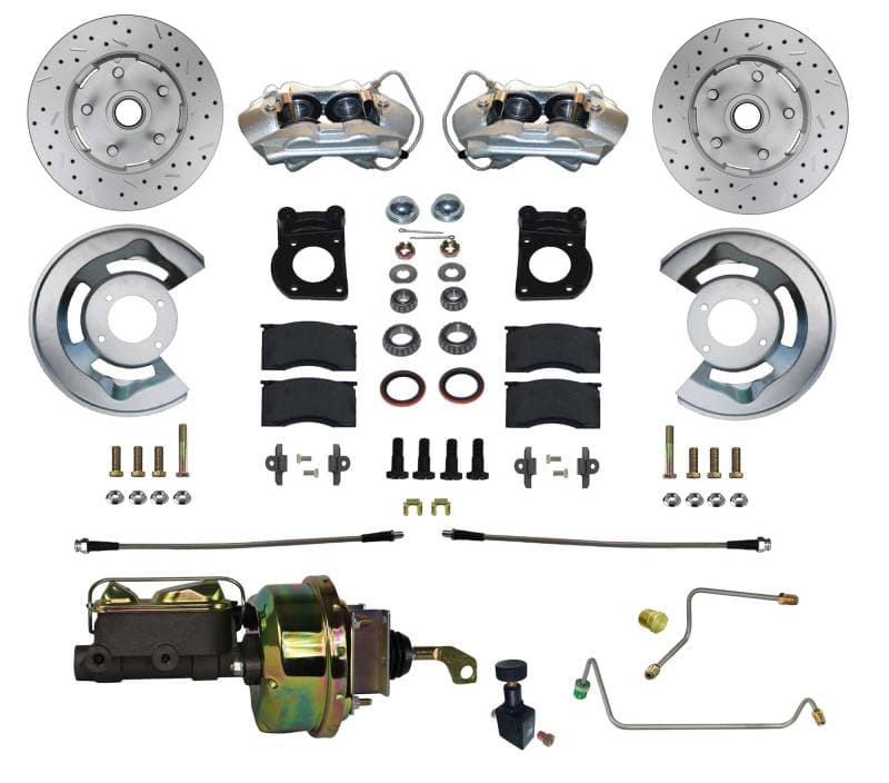 1964-66 Mustang Manual Trans Power Disc Brake Conversion Kit, Drilled Rotors